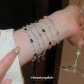 Oval Crystal Slider Bracelet In Clear Black Or Pink And Two Tones view 4