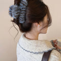 Blue Brown Striped Faux Fur Shark Claw Hair Clip Plush view 3