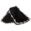 Triangle Fabric Pearl Edge Hair Claw Clip Black Cream view 5
