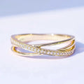 Crisscross Three-Rail Clear Stone Ring In Gold And Silver Tones view 3