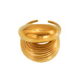 Open Ring Stainless Steel Smooth Top Ribbed Texture Gold Silver view 5