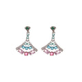 Multicolor Fan Crystal Drop Earrings with Reflective Details view 5
