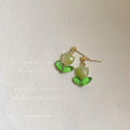 Glass Tulip Flower Stud Earrings Green Leaf Accents view 6
