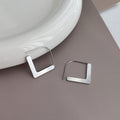 Silver Angular Diamond Outline Minimalist Long Hook Earrings view 4