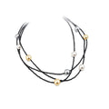 Layered Black Cord Necklace with Gold and Pearl Beads view 5