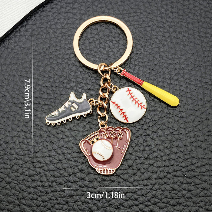 Four-Style Baseball Glove Shoe and Ball Enamel Keychain Collection