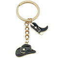 Black Western Hat and Boot Star Metal Keychain Set view 5