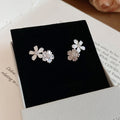 Silver Daisy Flower Stud Earrings and Open Ring Set view 6