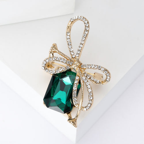 Second product view of Crystal Bow Brooch With Rectangular Gem In Four Colors