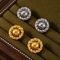 Twisted Rope Circle Stud Earrings Center Ball Finish view 4
