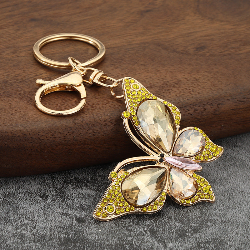 Full Rhinestone Bow Keychain Crystal Car Key Ring and Bag Charm for Women