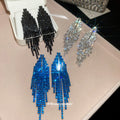 Rhinestone Tapered Fringe Stud Earrings in Three Colors view 1