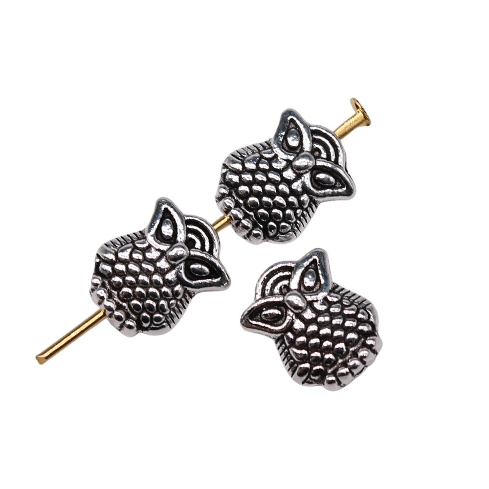 10x8mm 0.88g Antique Silver Zinc Alloy Owl Loose Metal Cat Beads for DIY Bracelet Jewelry Making