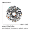 Radiating Open Ring Brooch With Random Mixed Color Rhinestones view 7