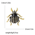 Black Enamel Rhinestone Beetle Brooch Antique Gold Legs view 6