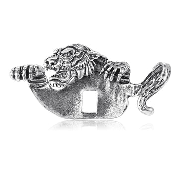 Antique Style Prowling Tiger Brooch in Gold and Silver