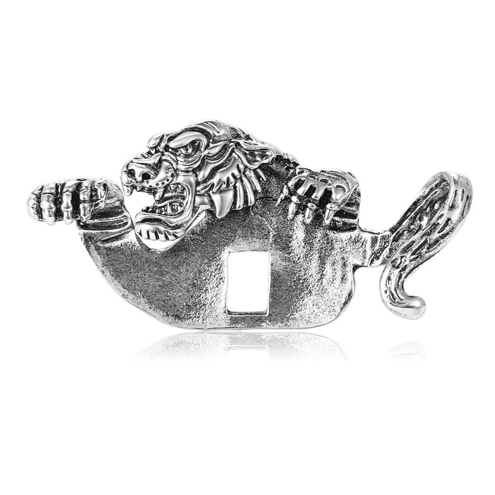 Antique Style Prowling Tiger Brooch in Gold and Silver