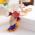 Rhinestone Enamel Koi Fish Keychain Gold Tone Metal Charm view 7
