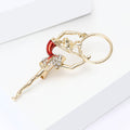 Gold Tone Rhythmic Gymnast Brooch With Red Enamel Costume view 4
