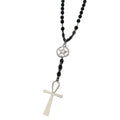 Black Bead Pentagram Ankh Cross Gothic Pendant Necklace view 5
