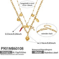 Gold Angel Heart Multi Charm Double Layer Necklace Steel view 6