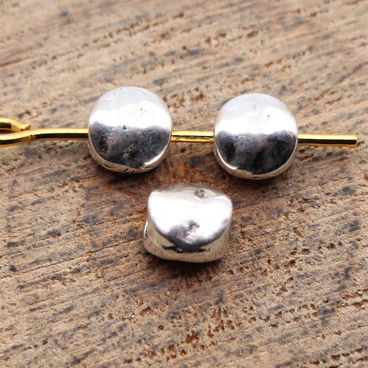 5.3x5x3.9mm 0.31g Antique Silver Zinc Alloy Hammered Irregular Loose Metal Beads for Bracelet Making