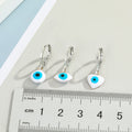 Silver Tone Huggie Evil Eye Drop Earrings in Three Shapes view 4