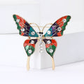 Floral Enamel Butterfly Brooch with Pearl Drop Details view 2