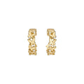 White Flower And Green Leaf Hoop Clip On Earrings With Polished Metal Details view 5