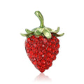 Red Crystal Strawberry Brooch with Green Leaf Cap Decorative Clothing Pin view 1