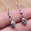 Antique Silver Pine Cone Dangle Earrings with Fishhook Wires view 3