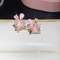 Pink Floral Crystal Drop Statement Earrings in Two Designs view 6