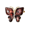 Faceted Crystal Glass Butterfly Brooch Gold Frame Two Colors view 5