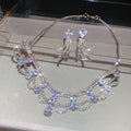 Court Lace Rhinestone Necklace Earrings Set Gold Or Silver view 2