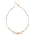 Graduated Pearl Crystal Accent Necklace Decorative Jewelry view 5