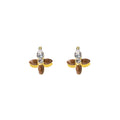 Brown and Burgundy Petal Clear Look Floral Stud Earrings view 5