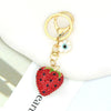 Red Strawberry Black Seeds Flower Charm