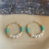 Turquoise Pearl Hoops