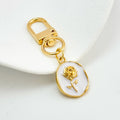 Enamel Mushroom Rose Heart Bear Daisy Charm Keychain in Gold Tone Alloy view 11