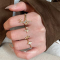 Gold Star Open Ring Three Piece Set Clear Accent Stones view 3