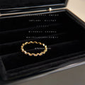 Gold Tone Wavy Clear Stone Slim Band Ring For Women view 3