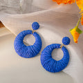 Eight Color Yarn Wrapped Large Round Disc Earrings view 4