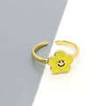 Gold Tone Enamel Smiling Flower Adjustable Open Rings in Seven Colors view 4
