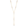 Y Shape Pearl Station Lariat Necklace Gold And Steel Tone view 5