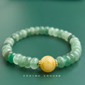 Green Frosted Rondelle Bead Bracelet Yellow Focal Gold Spacers view 3