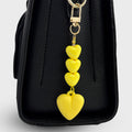 Yellow Puffy Heart Bead Keychain With Gold Tone Swivel Clasp view 2