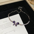 Purple Crystal Slider Bracelets Butterfly and Square view 7
