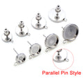 Stainless Steel Round Bezel Stud Earring Settings in Eight Styles view 3