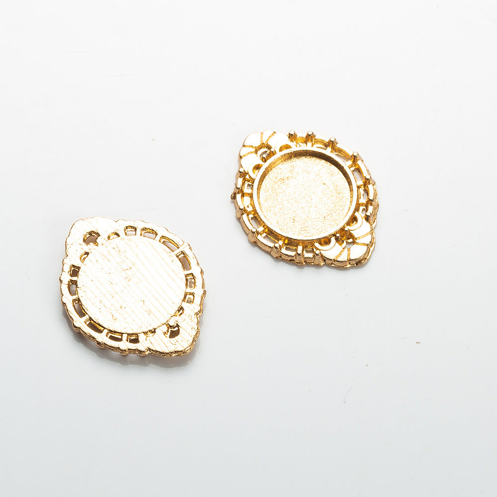 Alloy Double-Loop Pendant Tray Bezel Setting for 10mm Cabochons