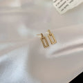 Geometric Double Rectangle Drop Earrings Polished Metal Jewelry view 6